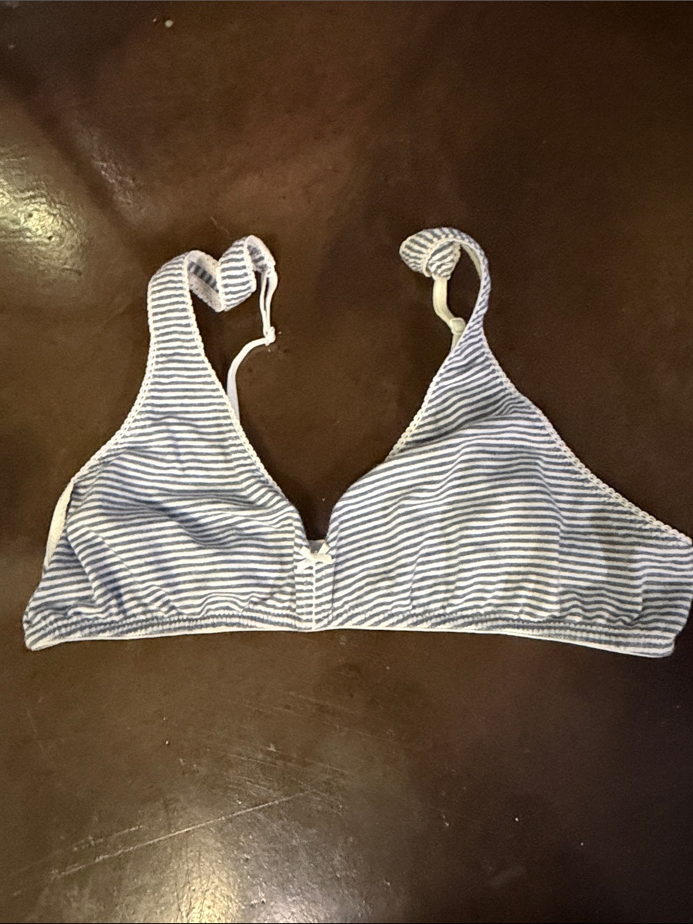 Brandy Melville Blue and White Striped Triangle Bralette